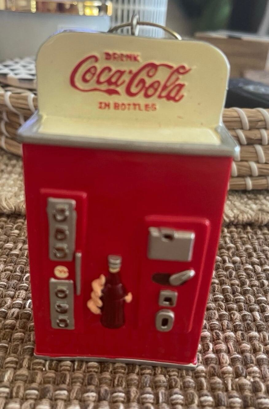 Vintage Coca Cola Bottle dispenser Christmas ornament 1999
